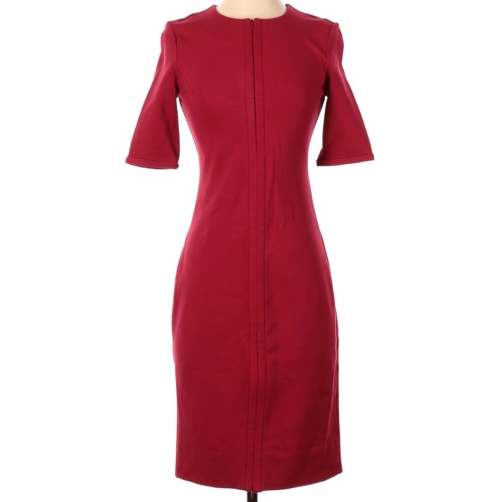 DvF Diane Von Furstenburg Womens Saturn Zip Front Dress Red Stretch Crew Neck 6